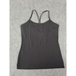 Lululemon Power Y Tank Top Womens 12 Black Built In Bra Athletic Camisole EUC